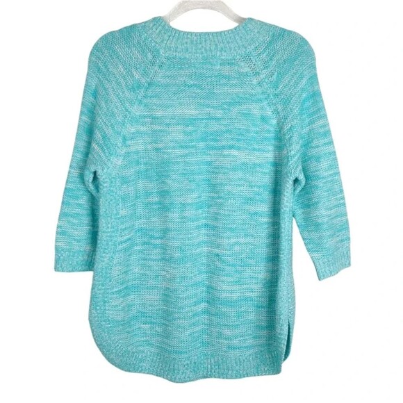 JohnPaulRichard Sweater Oversized Turquoise and White Pullover Sweater s… - Picture 3 of 12